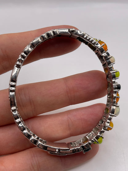 Heavy silver opal bangle