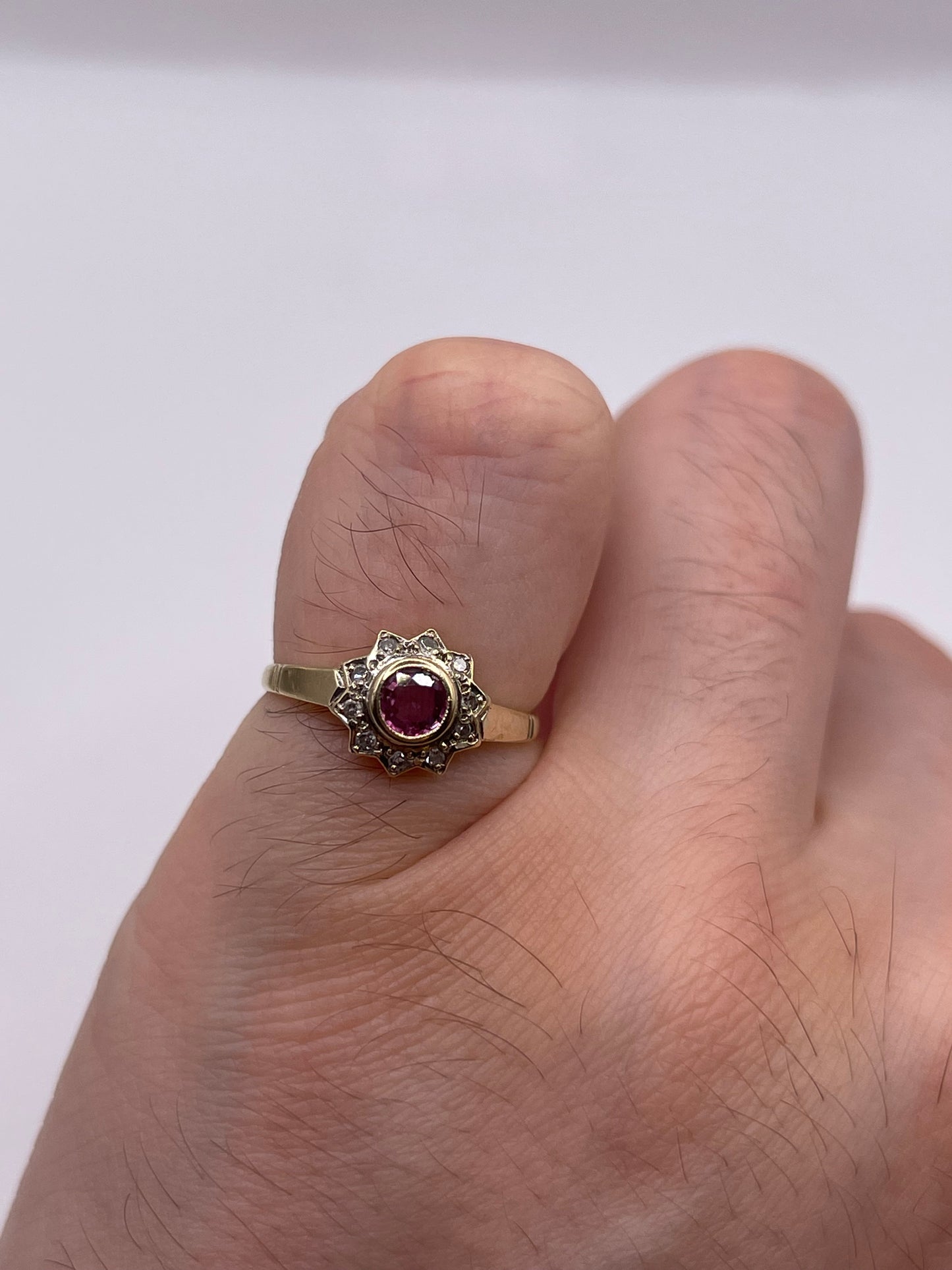 9ct gold ruby and diamond ring
