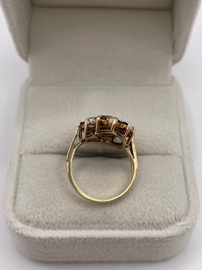 9ct gold garnet and pearl ring
