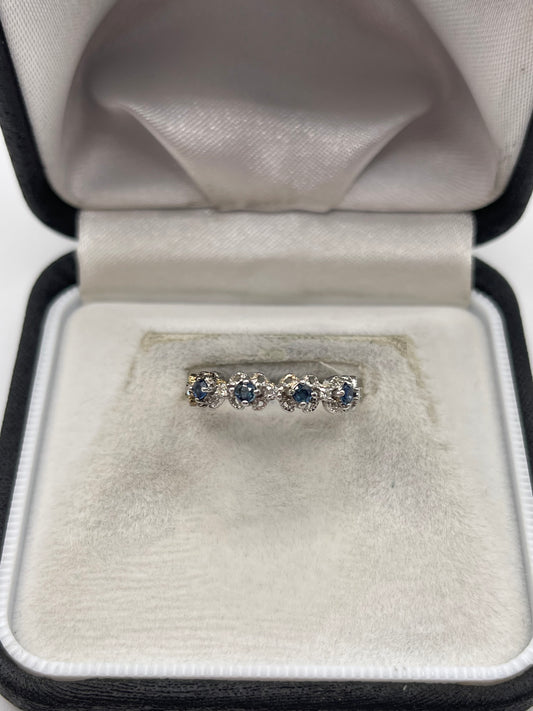 9ct two tone gold sapphire and diamond ring