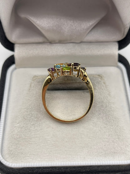 9ct gold multi gemstone ring