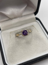 Load image into Gallery viewer, 9ct gold amethyst and diamond ring
