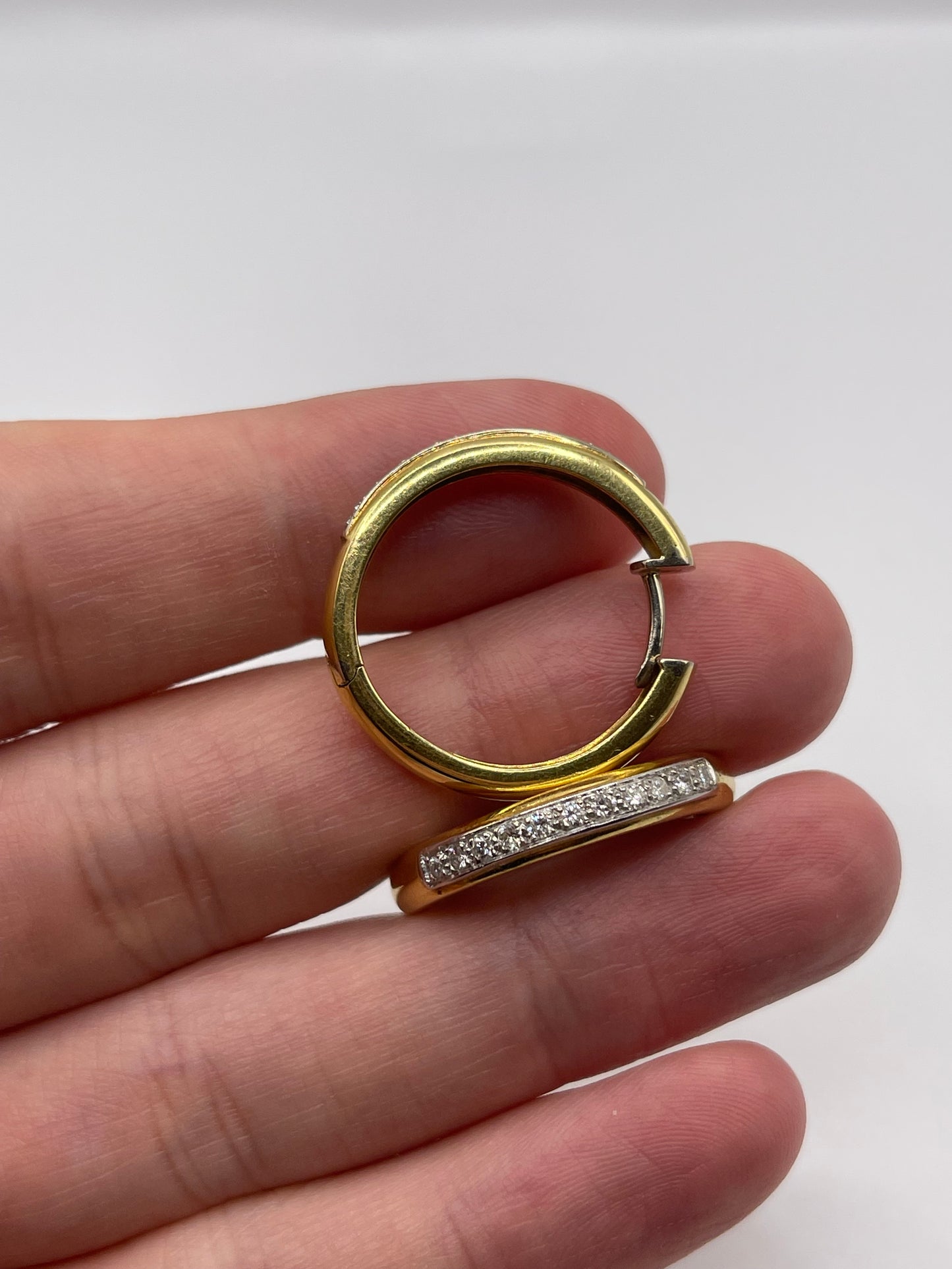 18ct gold diamond hoop earrings