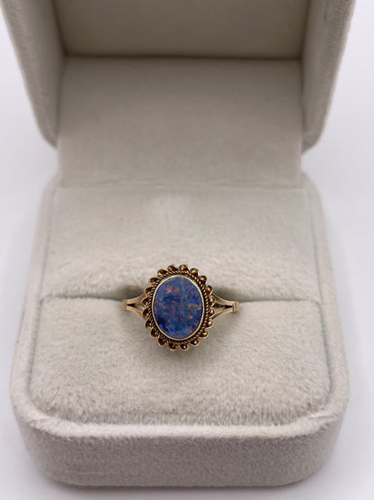 9ct gold opal doublet ring