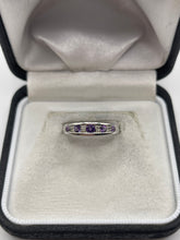 Load image into Gallery viewer, 9ct white gold amethyst and diamond ring
