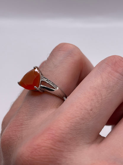 Silver fire opal ring