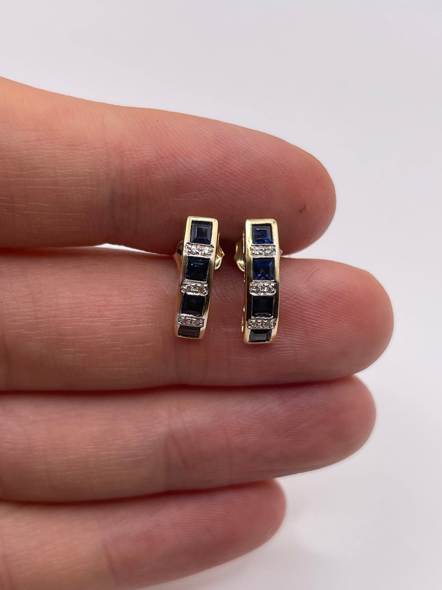 14ct gold sapphire and diamond earrings