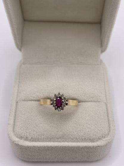 9ct gold ruby and diamond ring