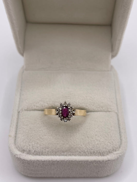 9ct gold ruby and diamond ring