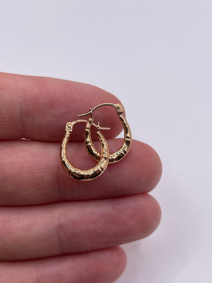 9ct gold bamboo creole earrings