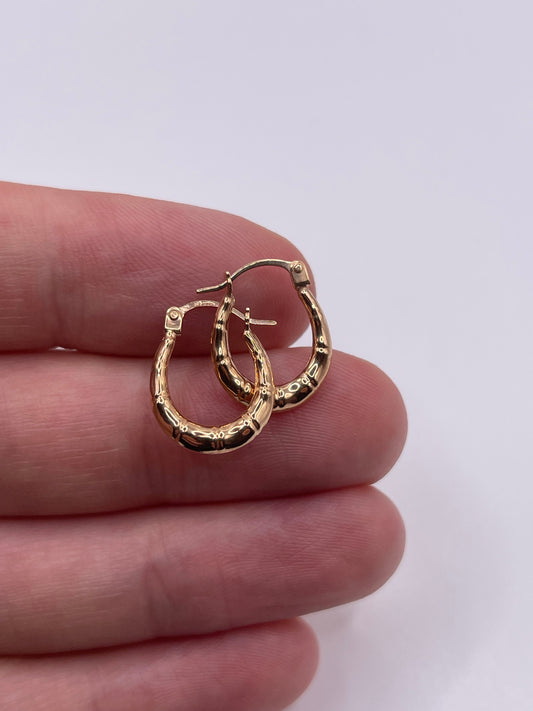9ct gold bamboo creole earrings
