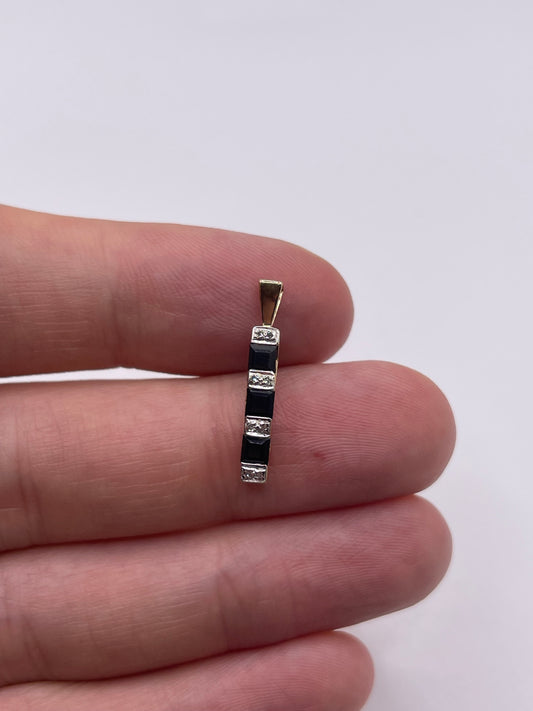 9ct gold sapphire and diamond pendant
