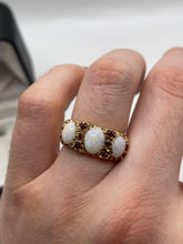 Load image into Gallery viewer, 9ct gold opal and garnet ring
