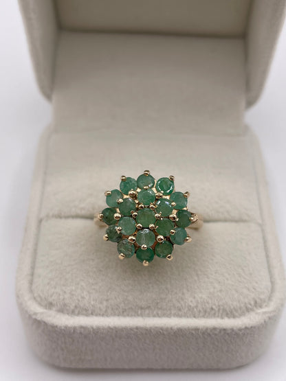9ct gold emerald cluster ring