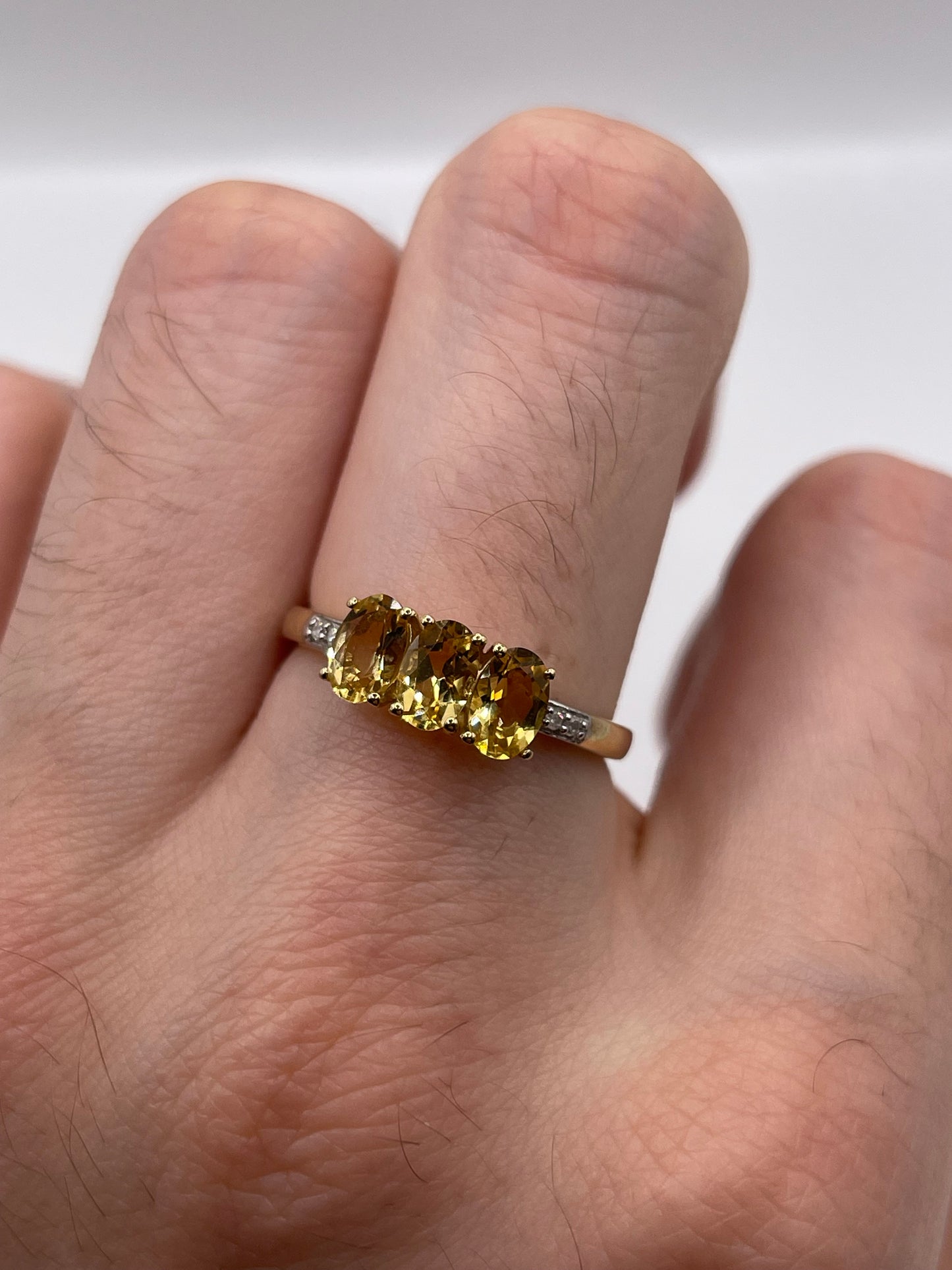 9ct gold citrine and diamond ring