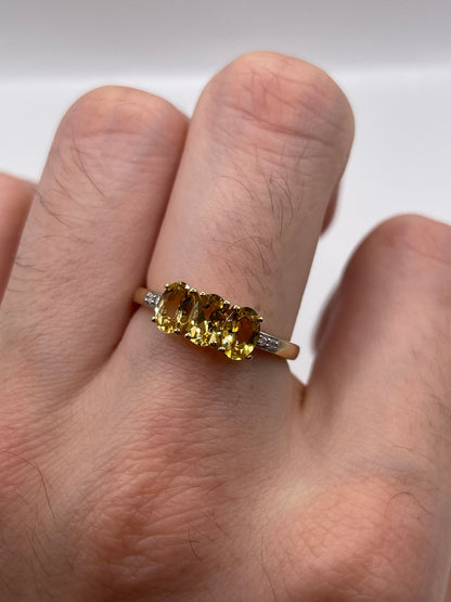9ct gold citrine and diamond ring