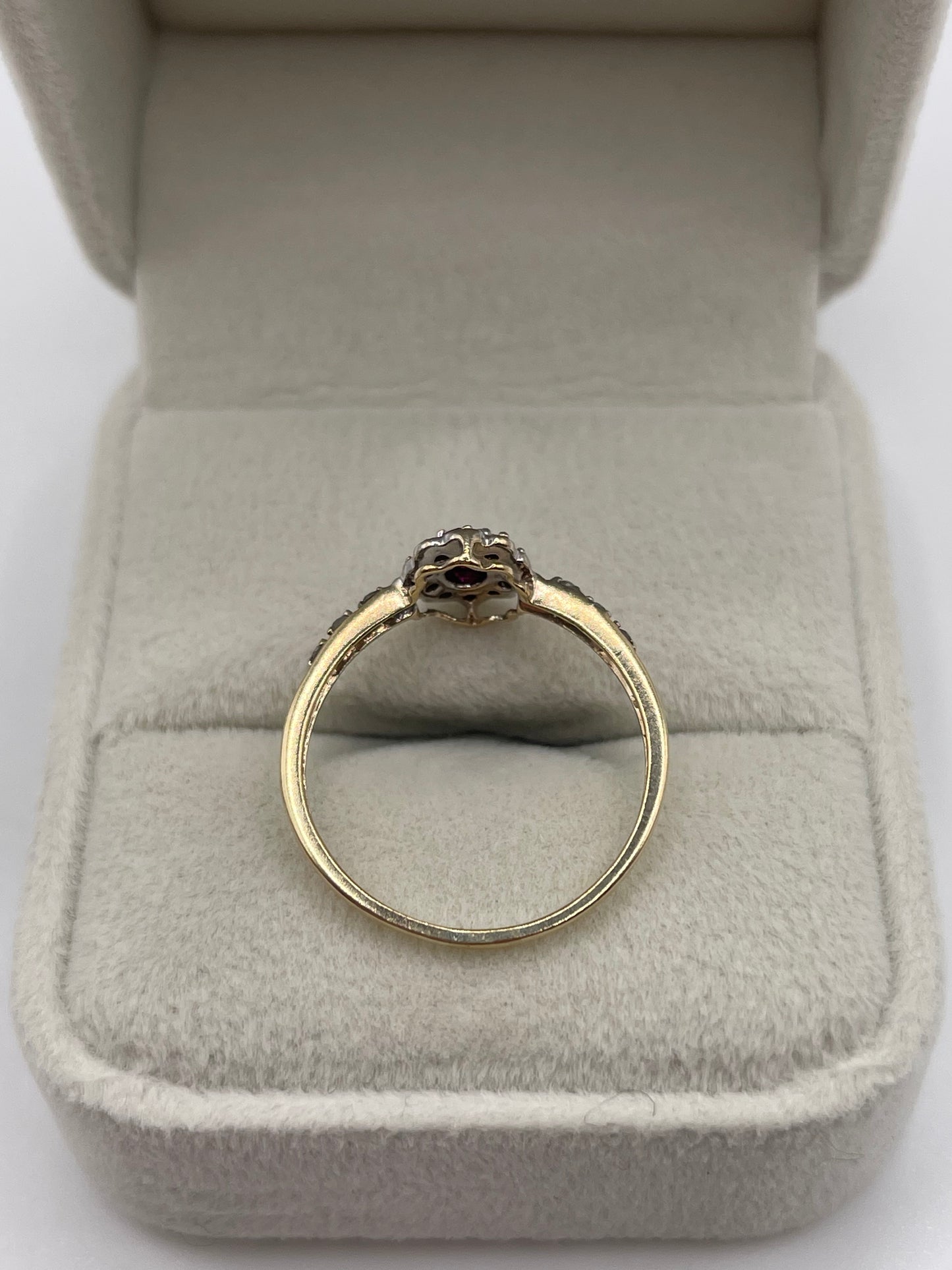 9ct gold ruby and diamond ring