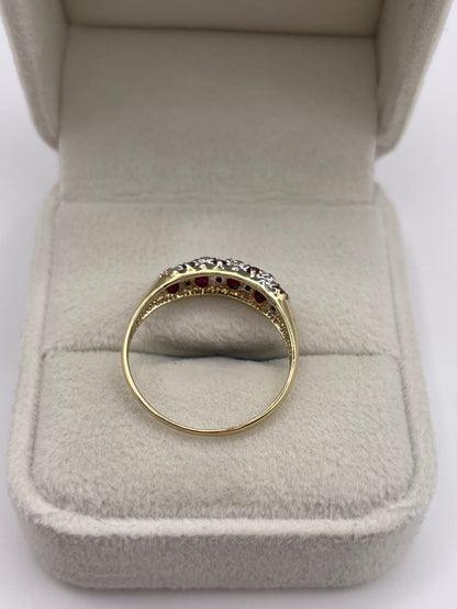 9ct gold ruby and diamond ring