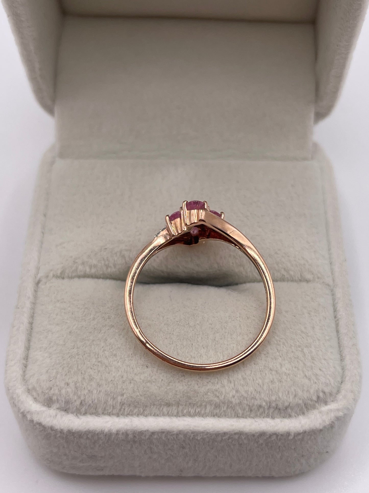 9ct rose gold pink sapphire and diamond ring