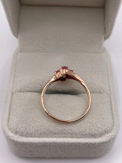 9ct rose gold pink sapphire and diamond ring