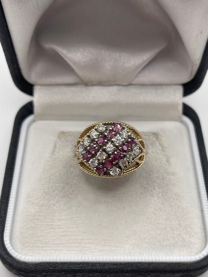 9ct gold ruby and cz ring