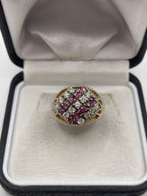 Load image into Gallery viewer, 9ct gold ruby and cz ring
