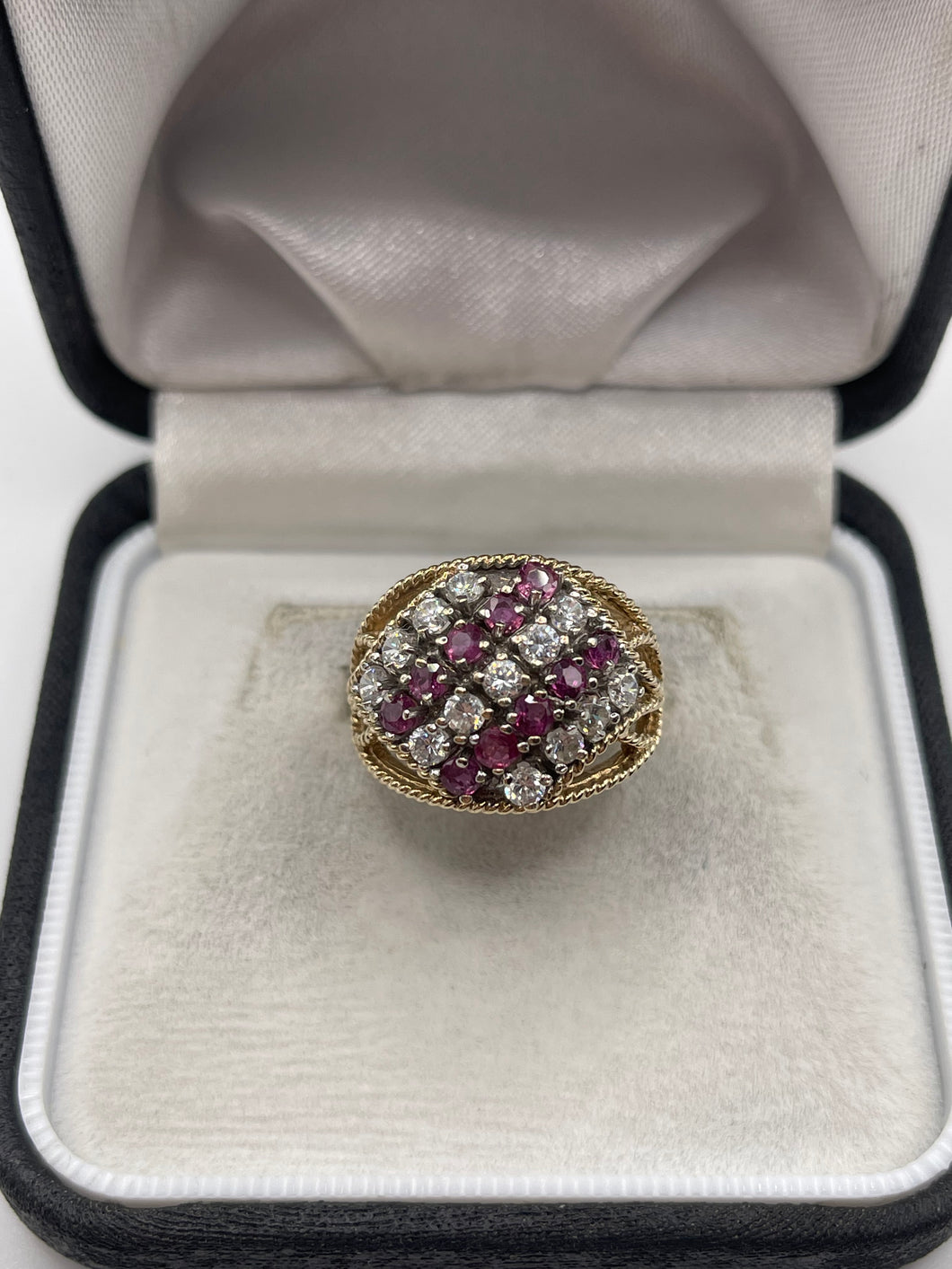 9ct gold ruby and cz ring
