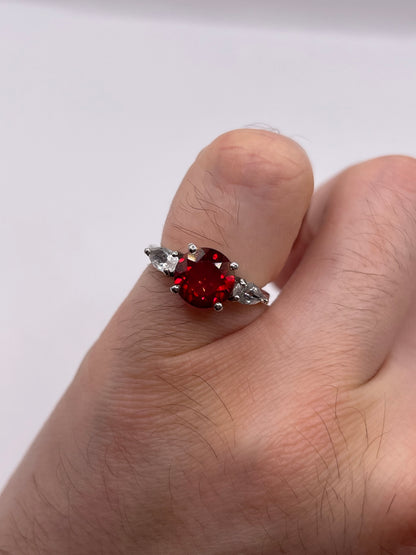 Silver gemstone ring