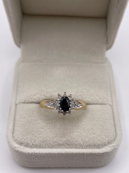 9ct gold sapphire and diamond ring