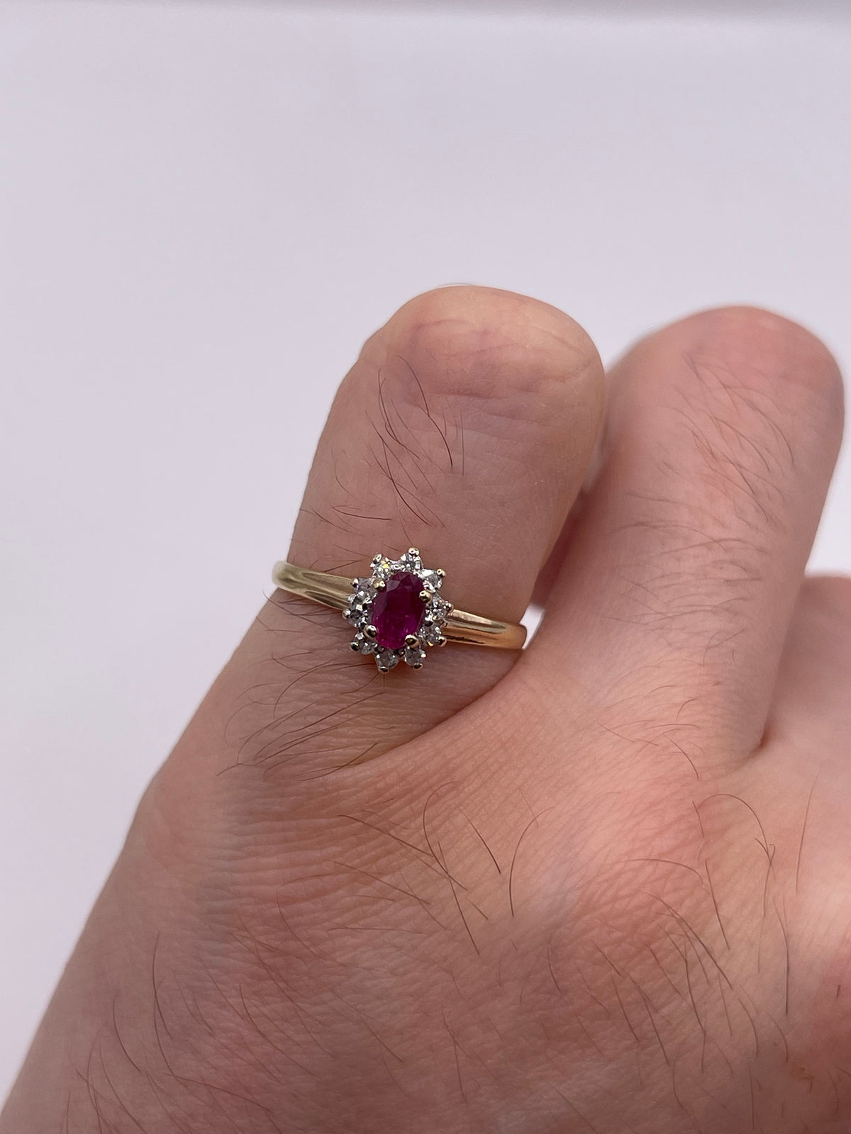 9ct gold ruby and diamond ring