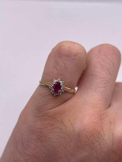 9ct gold ruby and diamond ring