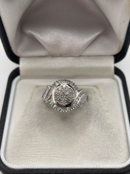 9ct white gold diamond cluster ring