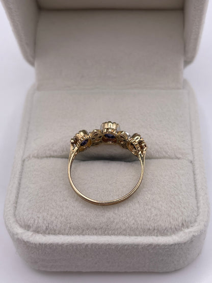 9ct gold iolite and diamond ring