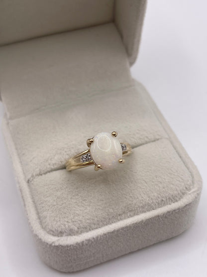 9ct gold opal and diamond ring
