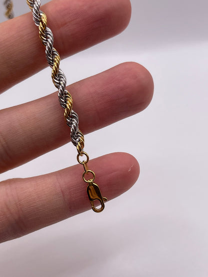 9ct two tone gold rope bracelet