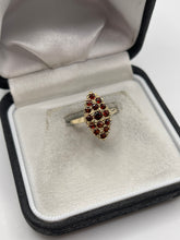 Load image into Gallery viewer, 9ct gold garnet navette ring

