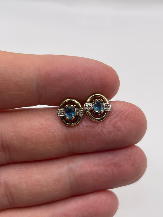 9ct gold topaz and diamond earrings