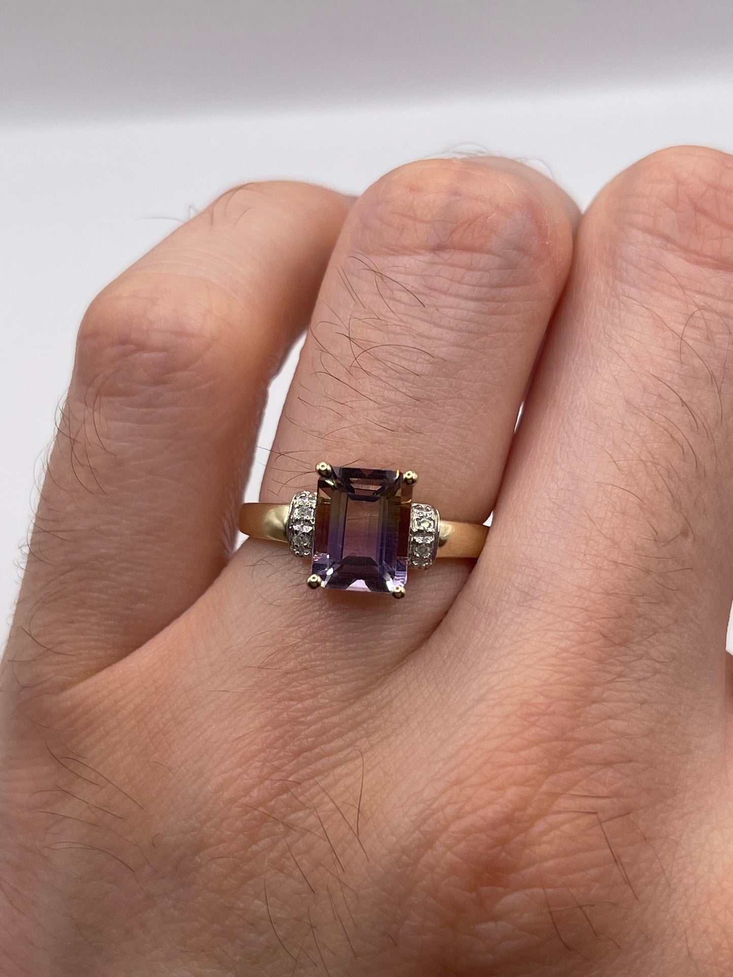 9ct gold ametrine and diamond ring