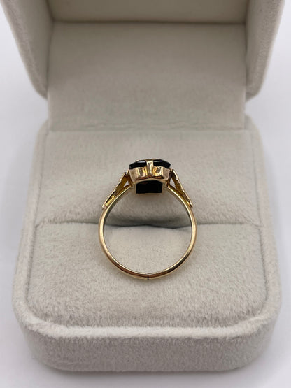 9ct gold onyx initial A ring