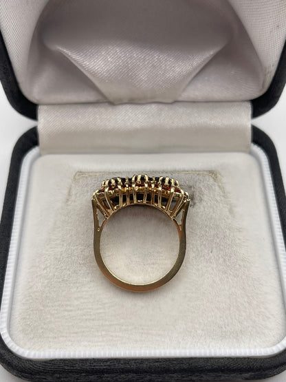 9ct gold garnet cluster ring
