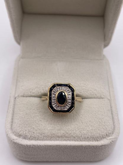 9ct gold sapphire and diamond ring