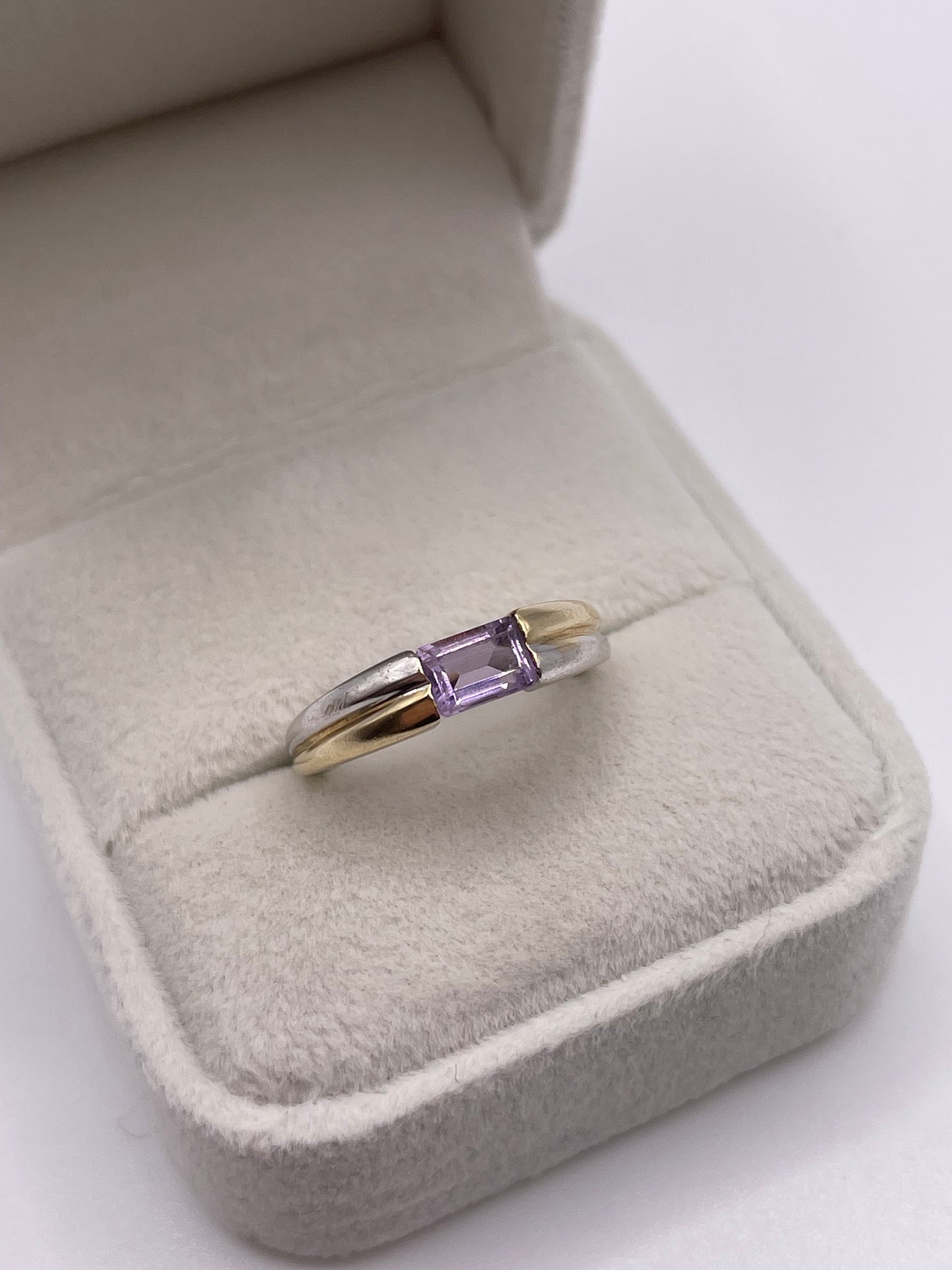 9ct two tone gold amethyst ring