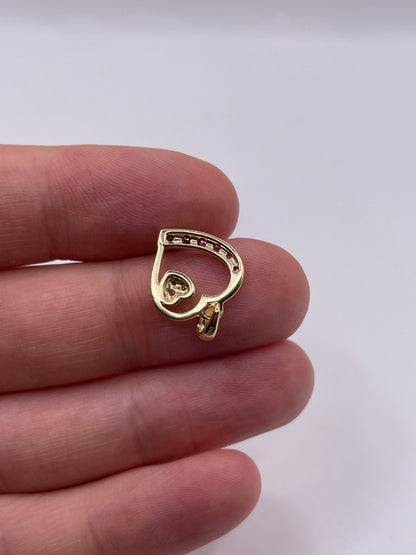 9ct gold ruby and diamond heart pendant