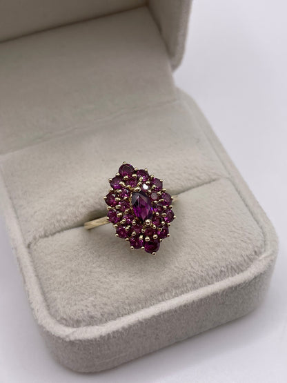 9ct gold almandine garnet cluster ring