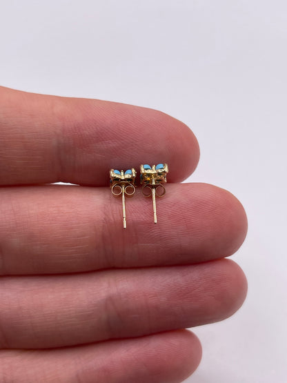 9ct gold turquoise and ruby earrings