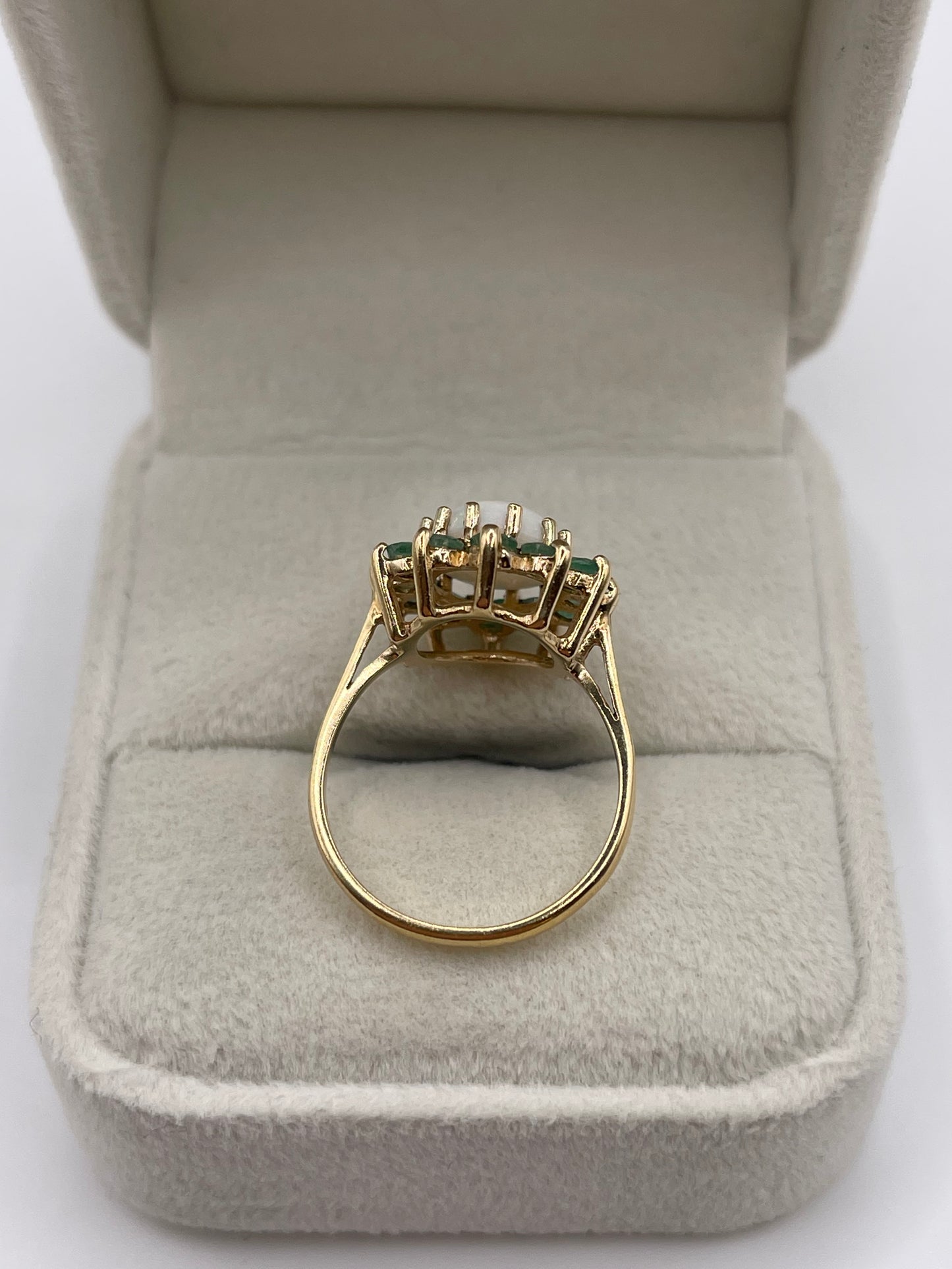 9ct gold opal and emerald ring