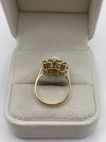 9ct gold opal and emerald ring