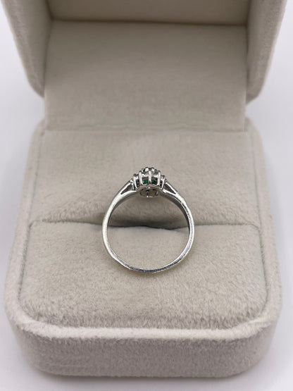 9ct white gold emerald and diamond ring