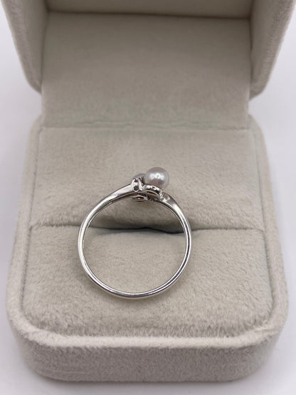 9ct white gold pink sapphire and pearl ring