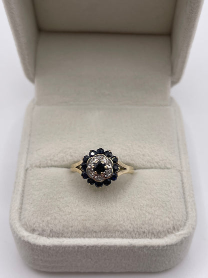 9ct gold sapphire and diamond ring
